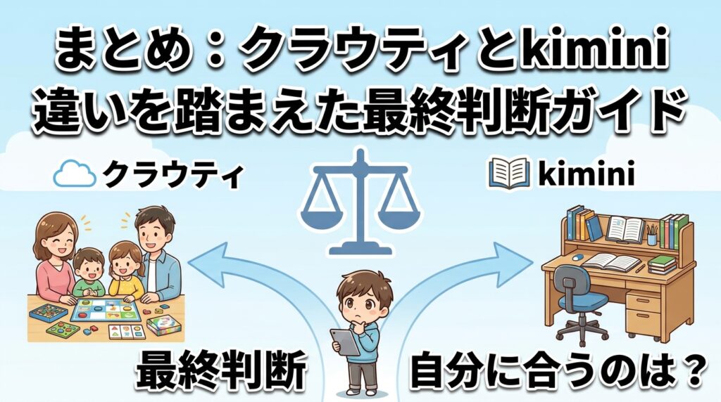 まとめ:クラウティとkimini 違いを踏まえた最終判断ガイド