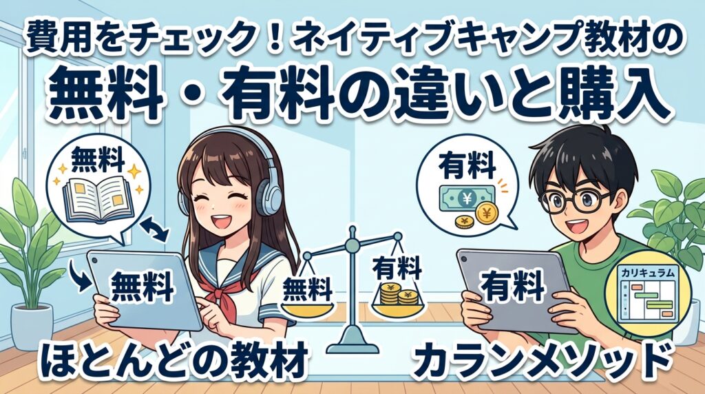 費用をチェック!ネイティブキャンプ教材の無料・有料の違いと購入
