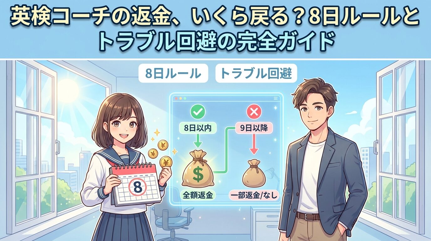 英検コーチの返金はどこまで戻る？8日ルールとトラブル回避の完全ガイド