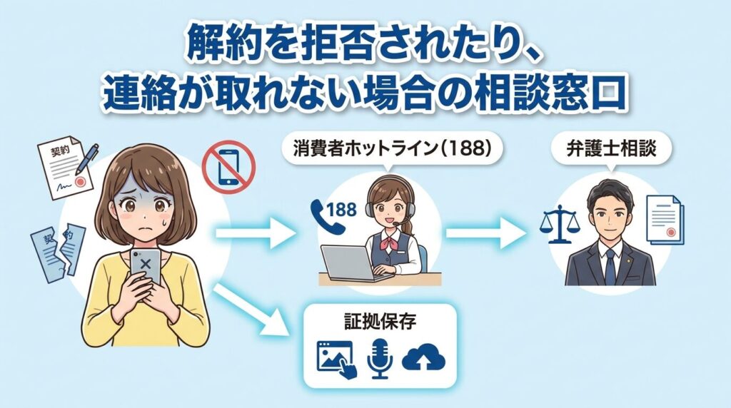 解約に応じてもらえない・連絡が取れないときの相談窓口