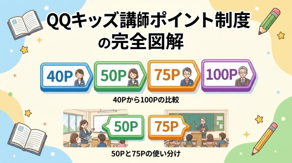 QQキッズ講師ポイント制度の完全図解で40P・50P・75P・100Pを徹底比較
