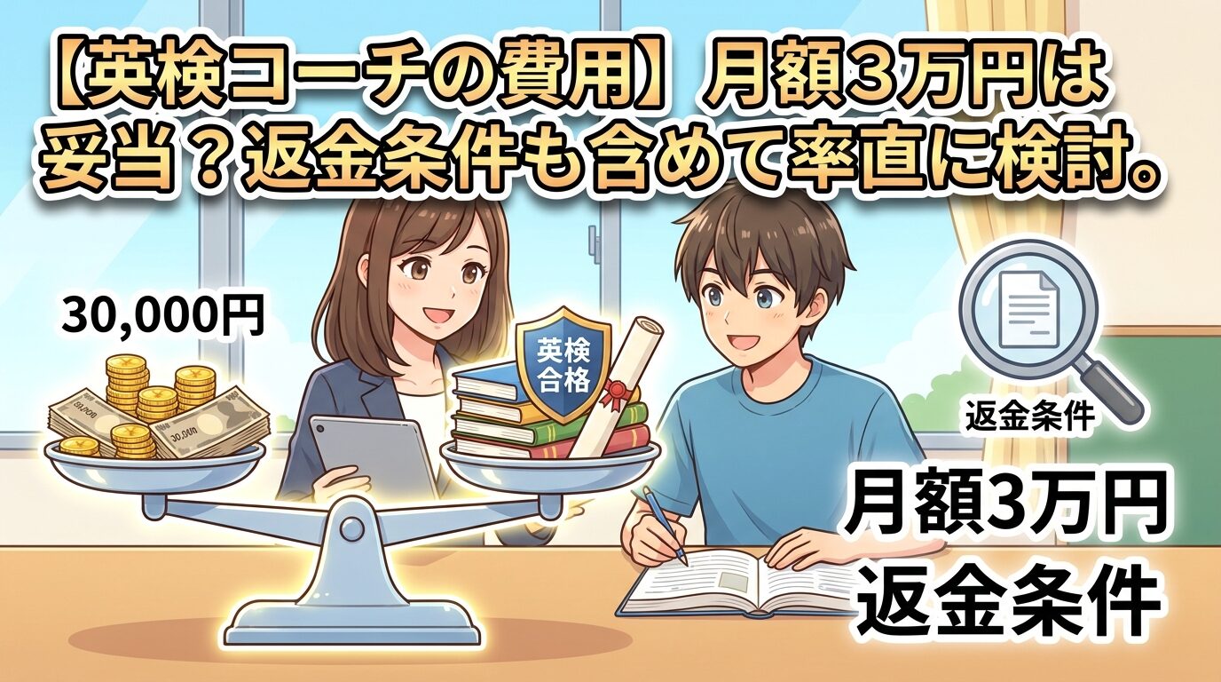 【英検コーチの費用】月額3万円台は妥当？返金条件まで本音検証