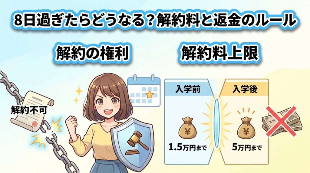 8日を過ぎたらどうなる？中途解約の手数料と返金ルール