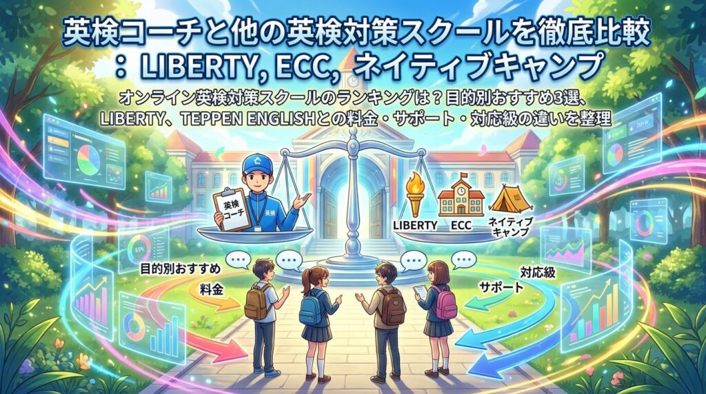 英検コーチと他の英検対策塾を徹底比較|LIBERTY・ECC・ネイティブキャンプ