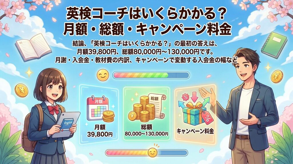 英検コーチの料金はいくらですか?月額・総額・キャンペーンの全相場