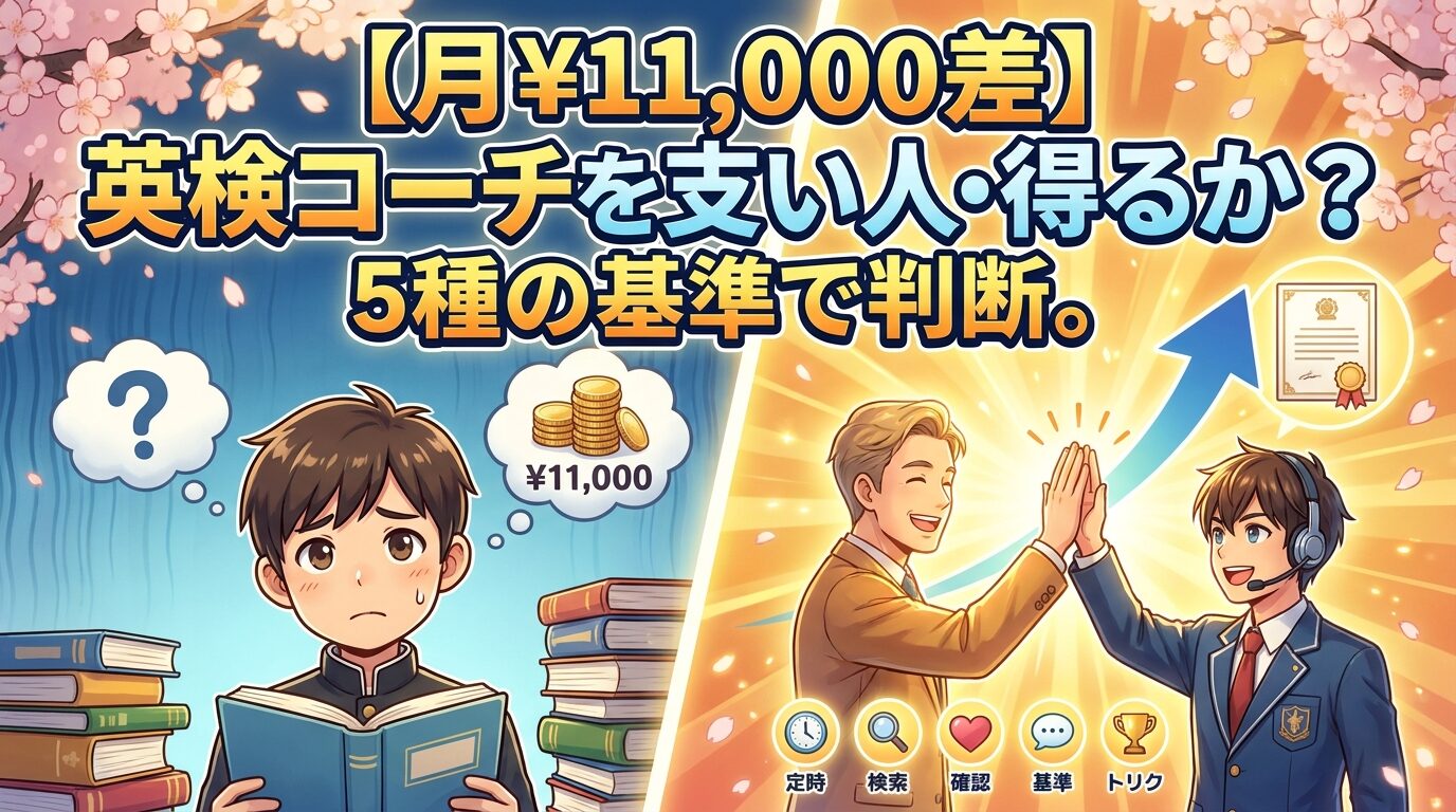 【月1.1万円差】英検コーチの料金は払う価値ある？5基準で判定