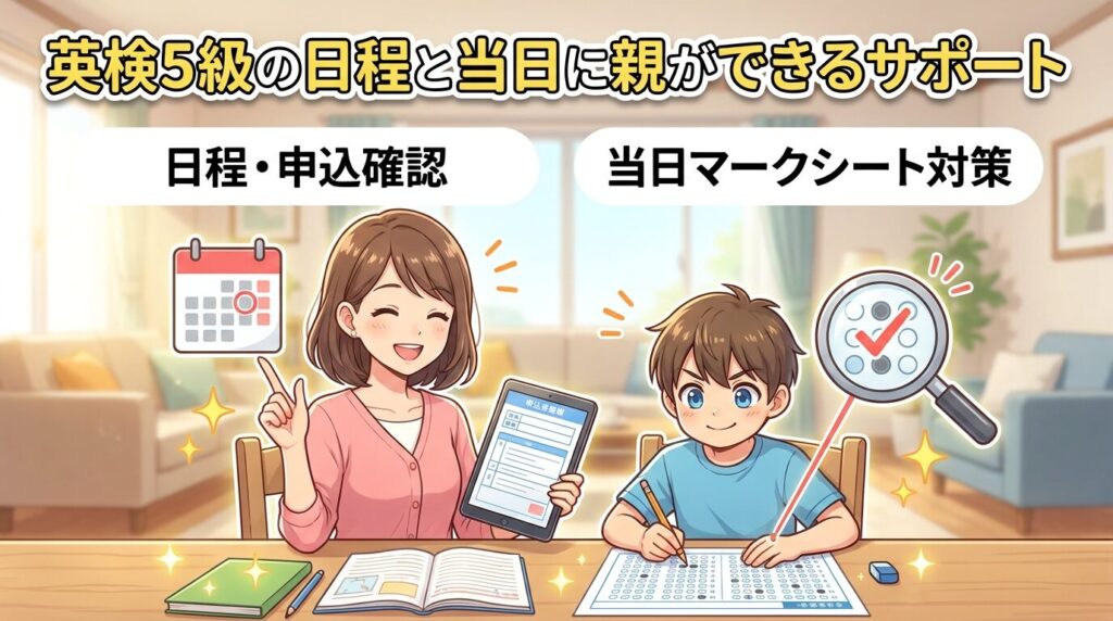 英検5級の試験日と当日に親ができるサポート