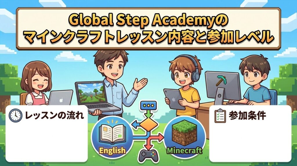 グローバルステップアカデミーのマイクラレッスンの中身と参加レベル