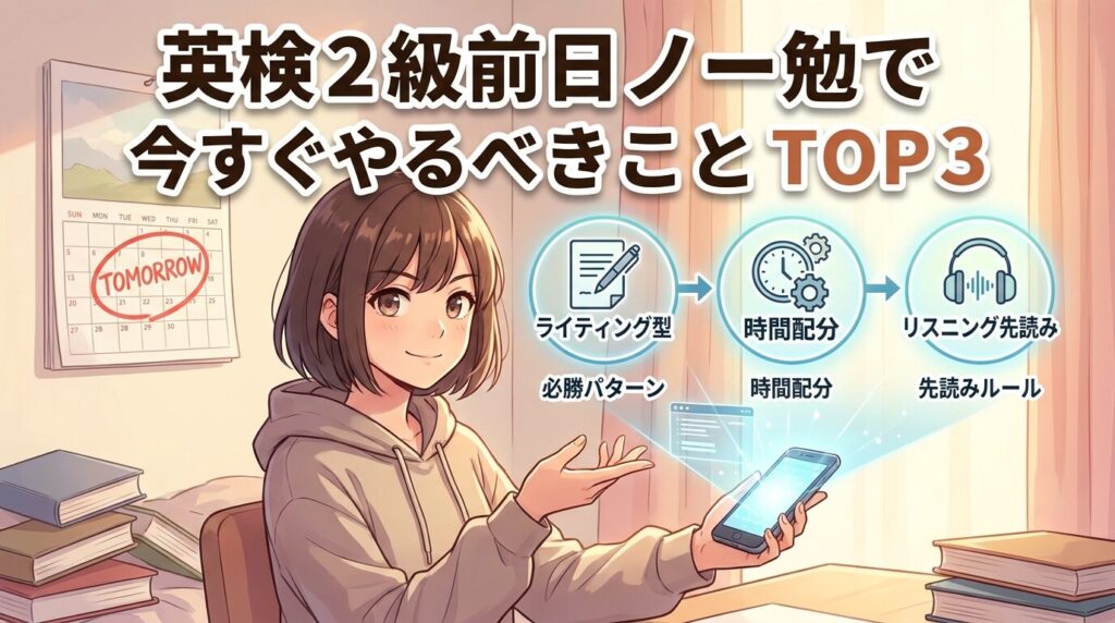 英検2級ノー勉の前日、今すぐやるべきことトップ3