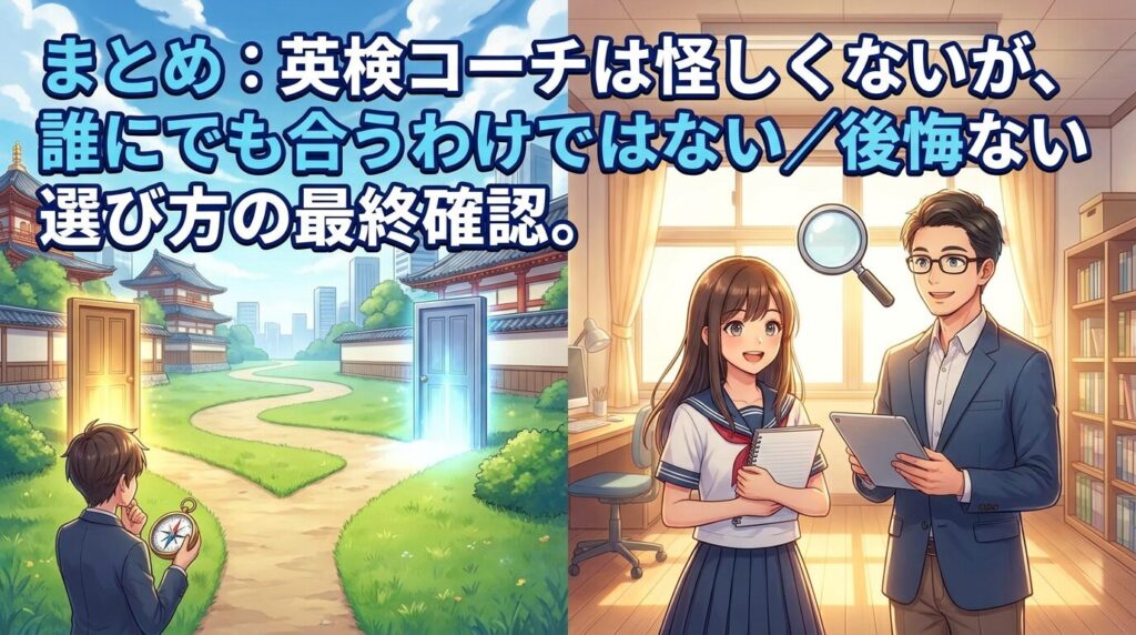 まとめ:英検コーチは怪しくないが向き不向きがある/後悔しない選び方の最終確認
