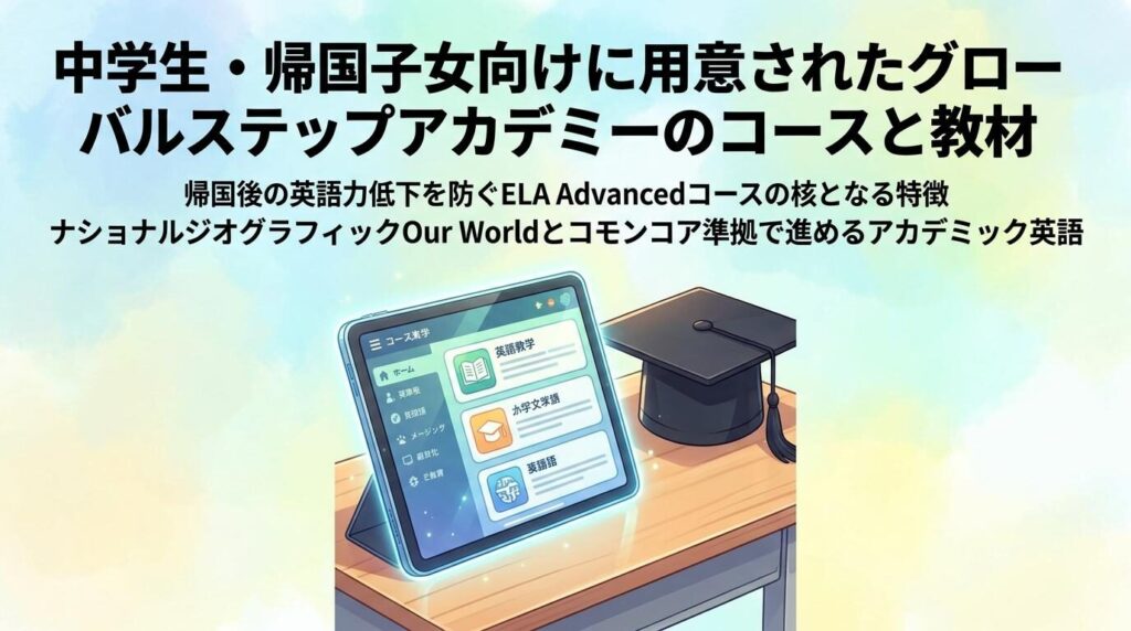 中学生・帰国子女向けに用意されたグローバルステップアカデミーのコースと教材