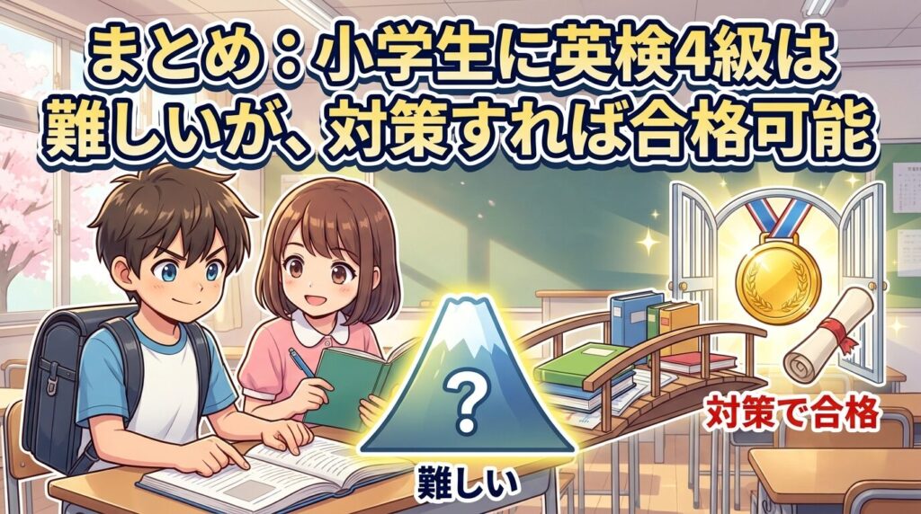 まとめ:小学生に英検4級は難しいけれど対策すれば合格できる