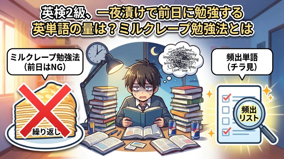 英検2級の前日にノー勉の単語学習はどこまでやる?ミルクレープ勉強法とは