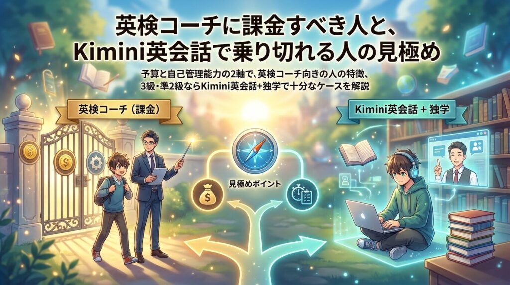 英検コーチの料金を払うべき人と、Kimini英会話で十分な人の判定