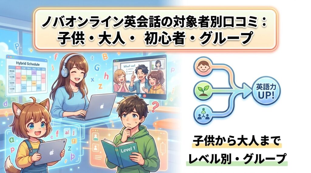 対象別に見るNovaオンライン英会話の口コミ:子供・大人・初心者・グループ