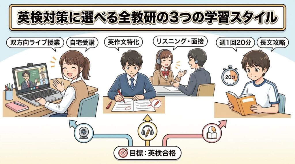 全教研の英検対策で選べる3つの受講スタイル