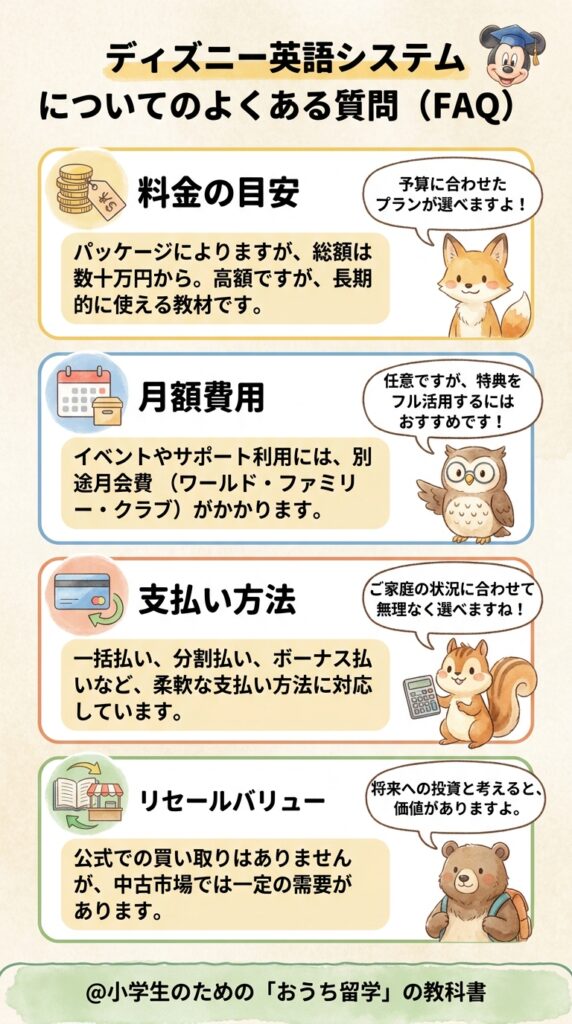 ディズニー英語システムの料金にまつわるよくある質問(FAQ)