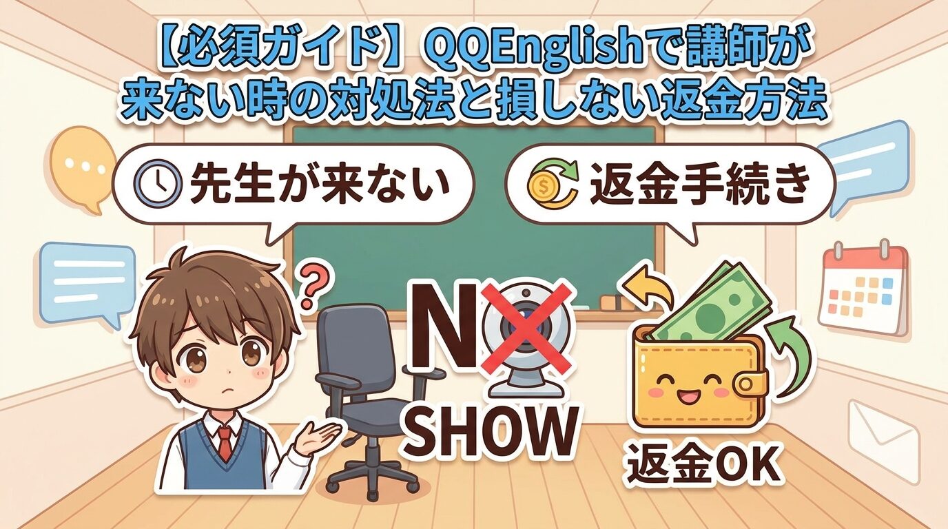 【保存版】QQEnglishで先生が来ない時の正解と損しない返還ルール