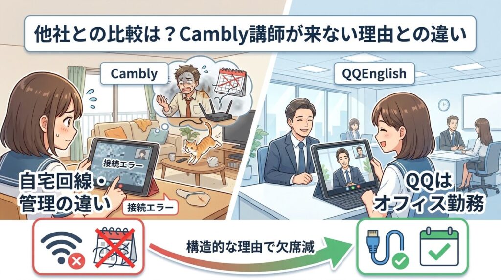 他社と比べてどう？キャンブリーの講師が来ない理由との違い