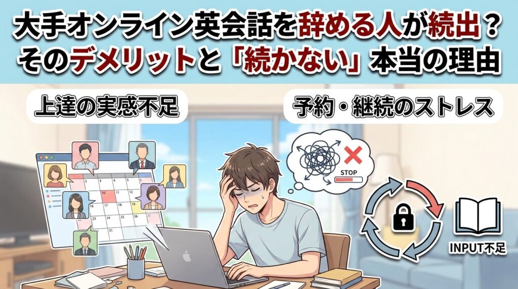 大手をやめる人が続出?オンライン英会話の欠点とつらいと感じる本当の原因