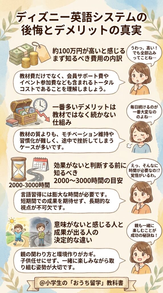 ディズニー英語システムで後悔したという声の正体とデメリットの全体像