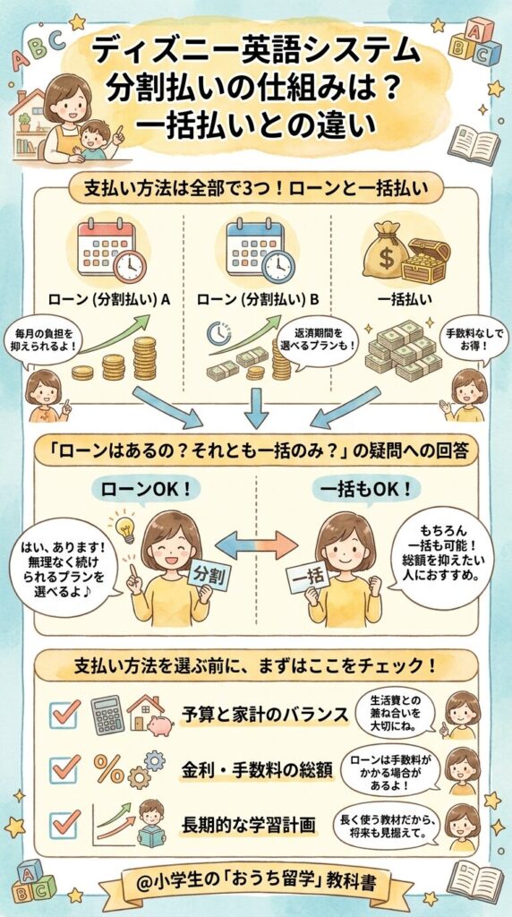 ディズニー英語システムの分割払いはどんな仕組み?一括払いとの違い