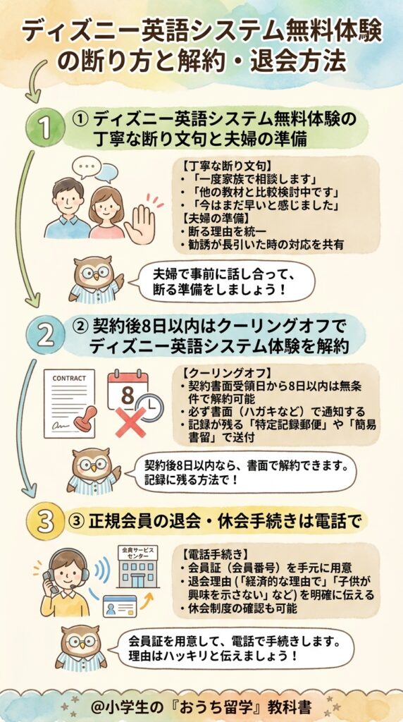 ディズニー英語システム無料体験の断り方とキャンセル・解約の手順