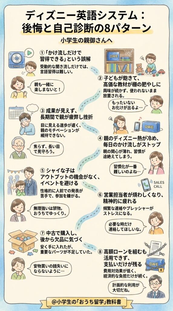 ディズニー英語システムで後悔する8つのパターンと自己診断