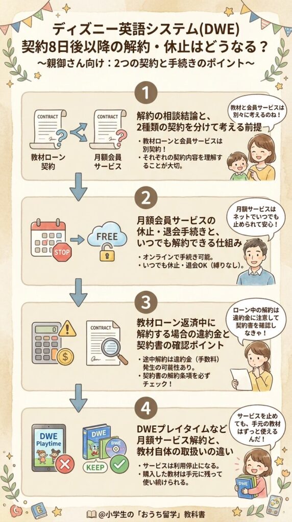 8日を過ぎたらディズニー英語システムの途中解約と会員サービスの停止はどうなる?