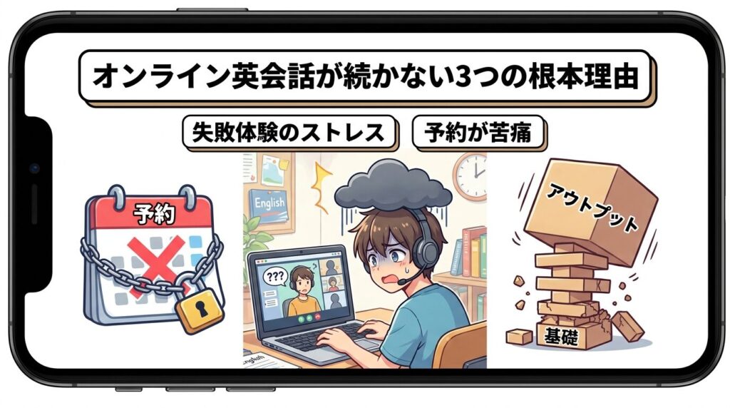 なぜオンライン英会話は続かないのか3つの根本的な理由