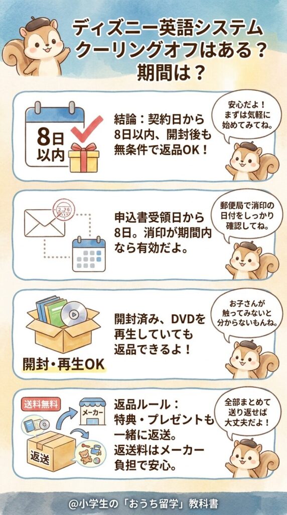 ディズニー英語システムのクーリングオフはできる?期間はいつまで?