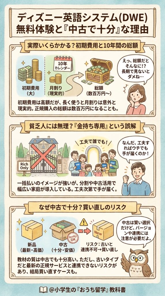ディズニー英語システム無料体験の料金と中古で十分という声