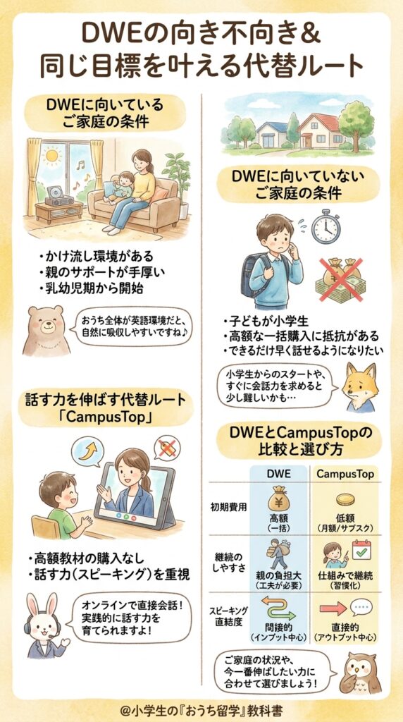 DWEが向く家庭・向かない家庭と、同じ目的を叶える別の選択肢