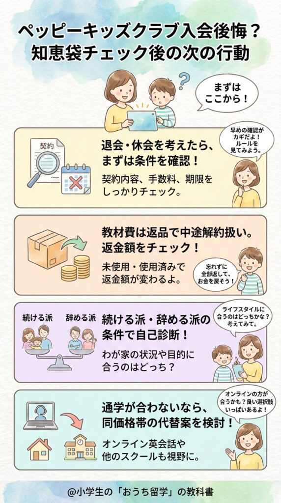 在籍中にペッピーキッズクラブへの後悔を感じた人が知恵袋の次にとる選択