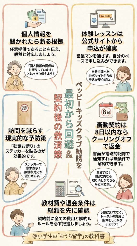 ペッピーキッズクラブの勧誘を最初から避ける方法と契約後の救済策