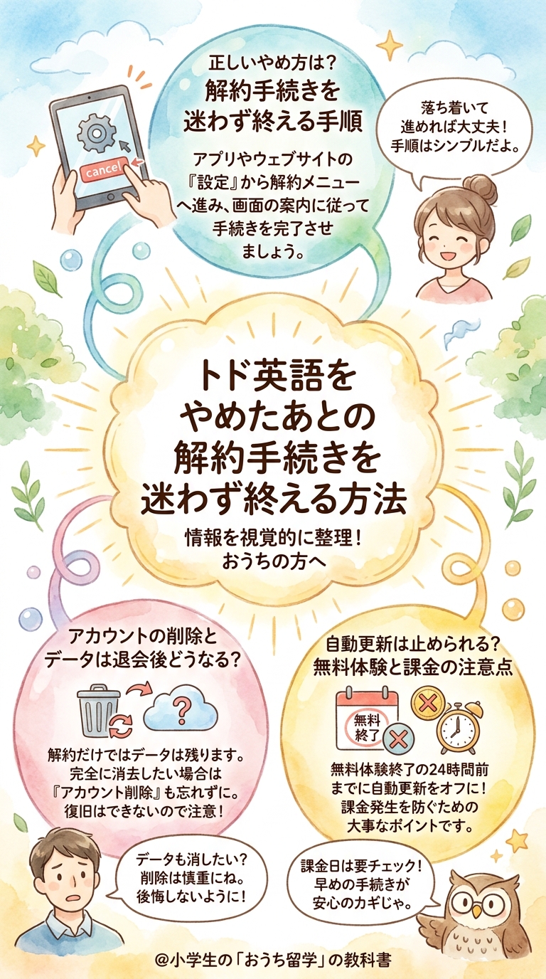 トド英語をやめたあとの解約手続きを迷わず終える方法