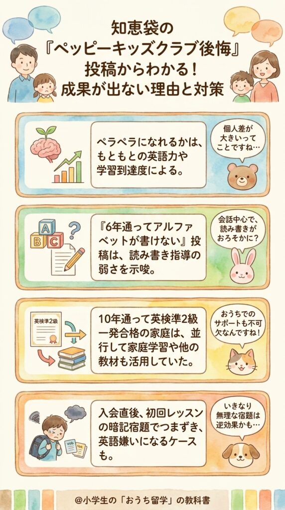 効果が出ないというペッピーキッズクラブの後悔を知恵袋の投稿から読み解く