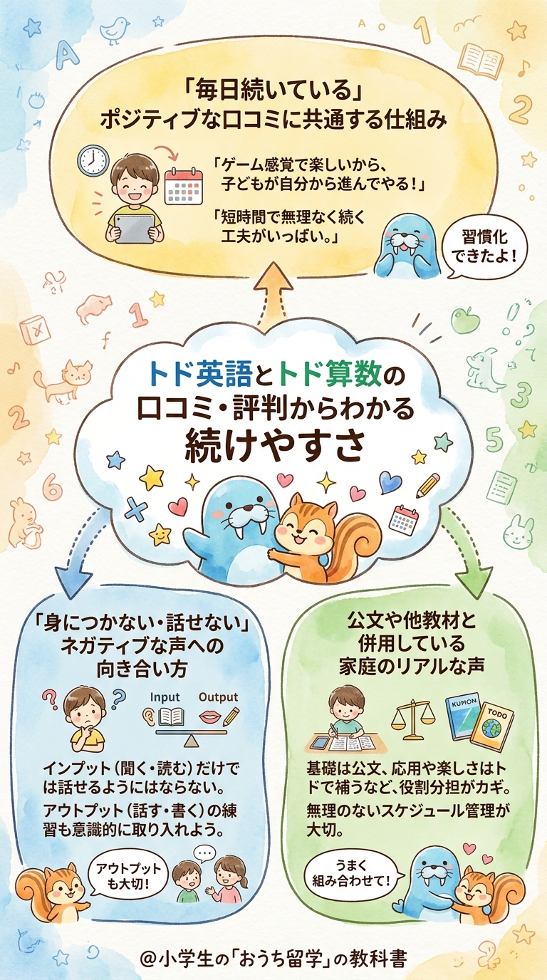 トド英語とトド算数の口コミ・評判からわかる続けやすさ