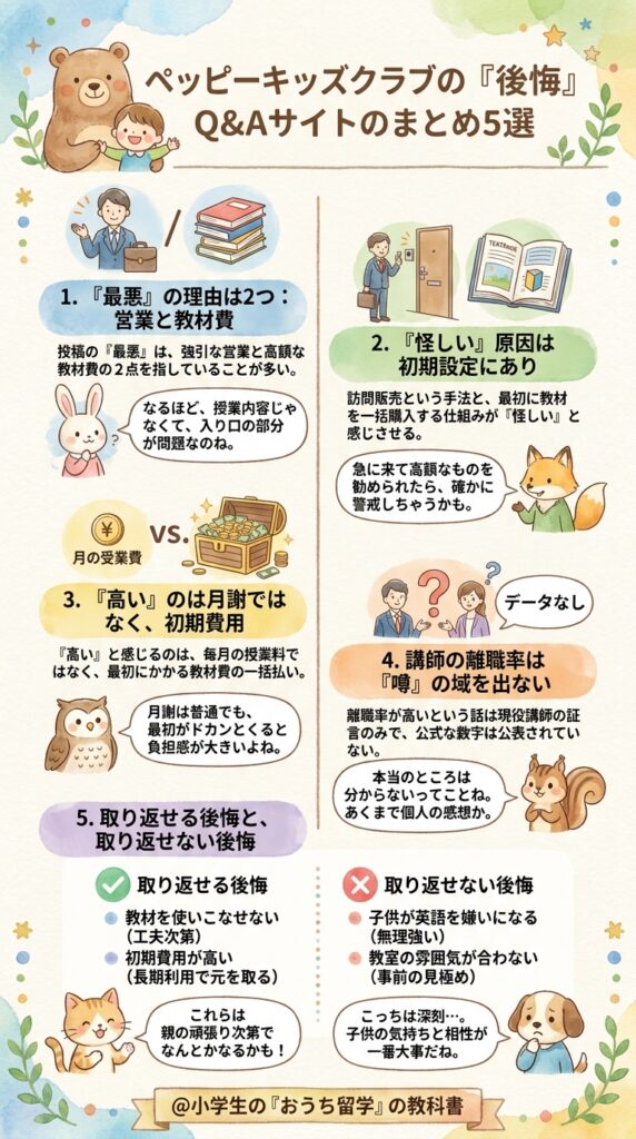 知恵袋で語られるペッピーキッズクラブの後悔は5つの理由に集まる
