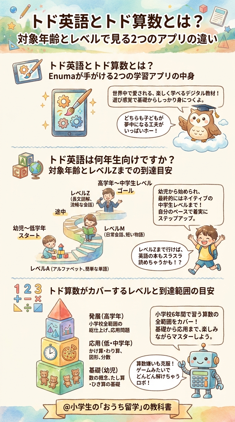 トド英語とトド算数とは?対象年齢とレベルで見る2つのアプリの違い