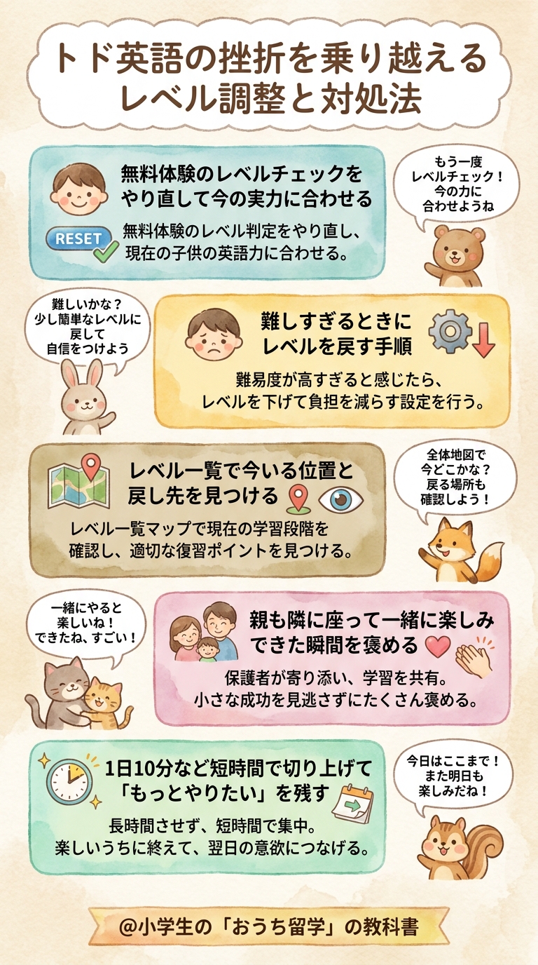 トド英語の挫折を乗り越えるレベル調整と対処法