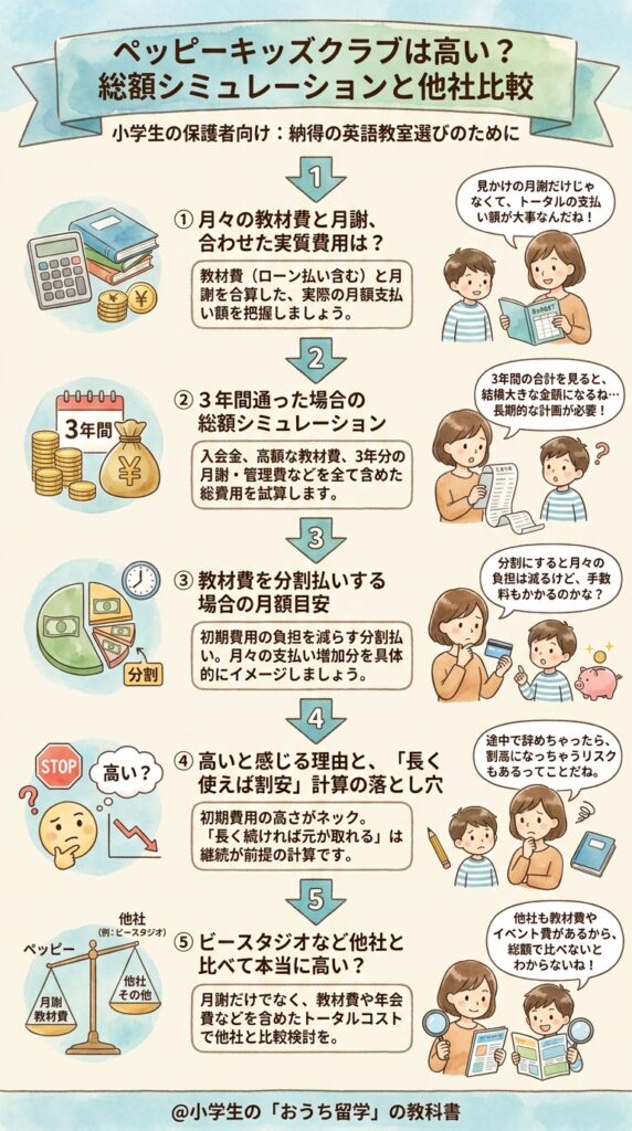 ペッピーキッズクラブの値段は高い?総額シミュレーションと他社比較