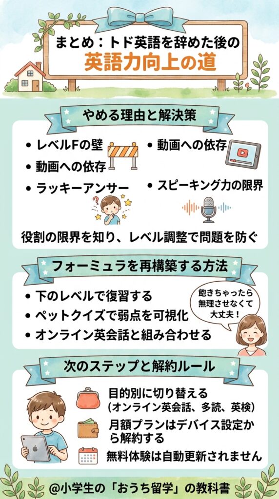 まとめ:トド英語をやめた後こそ英語を伸ばす道筋