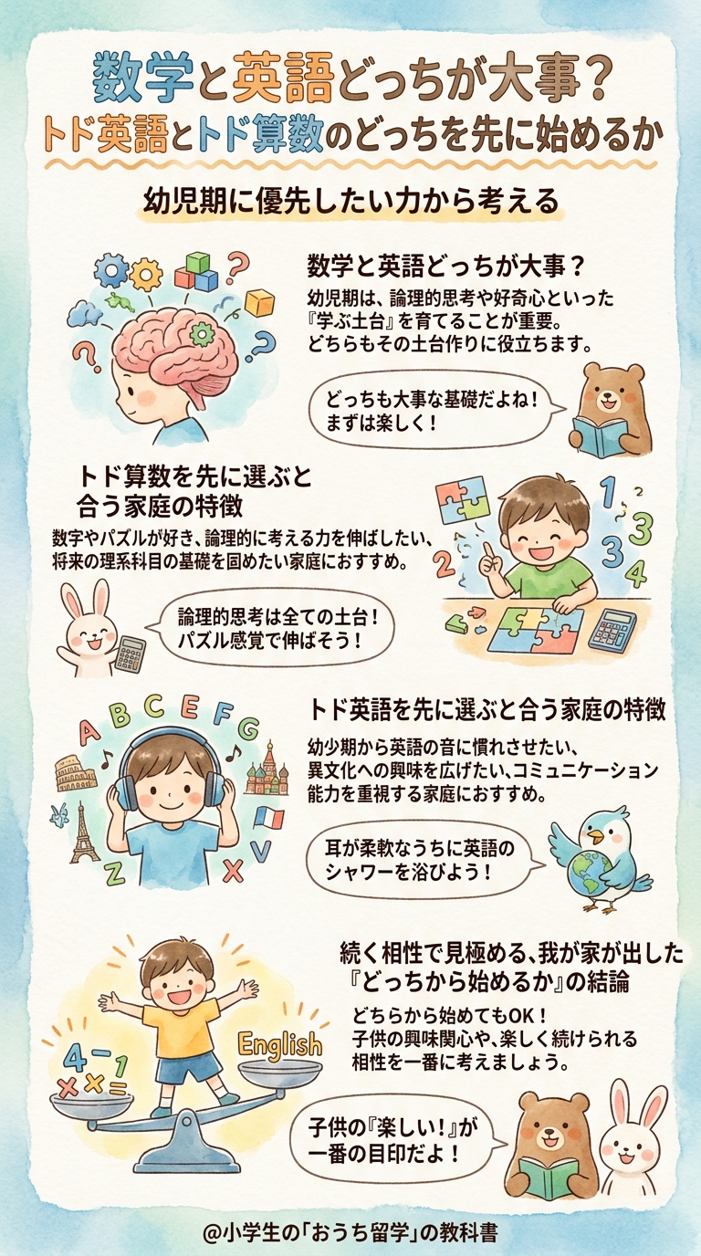 数学と英語どっちが大事?トド英語とトド算数のどっちを先に始めるか