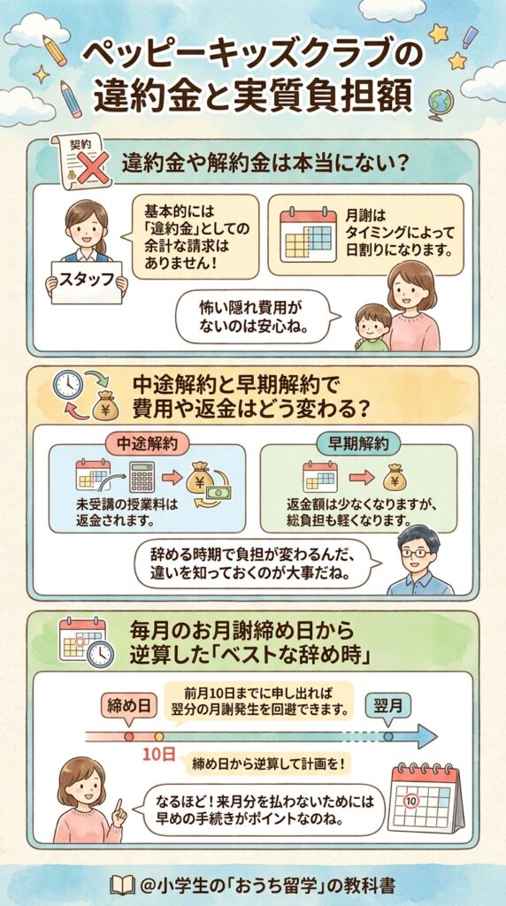 ペッピーキッズクラブ退会でかかる解約手数料と解約金の実際