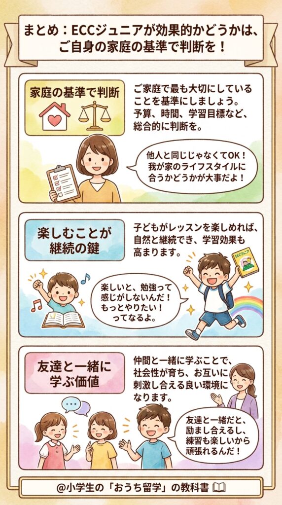 まとめ:ECCジュニアの効果を自分の家庭の基準で判定する