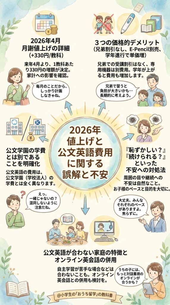 2026年の値上げと公文英語の値段でよくある誤解・不安