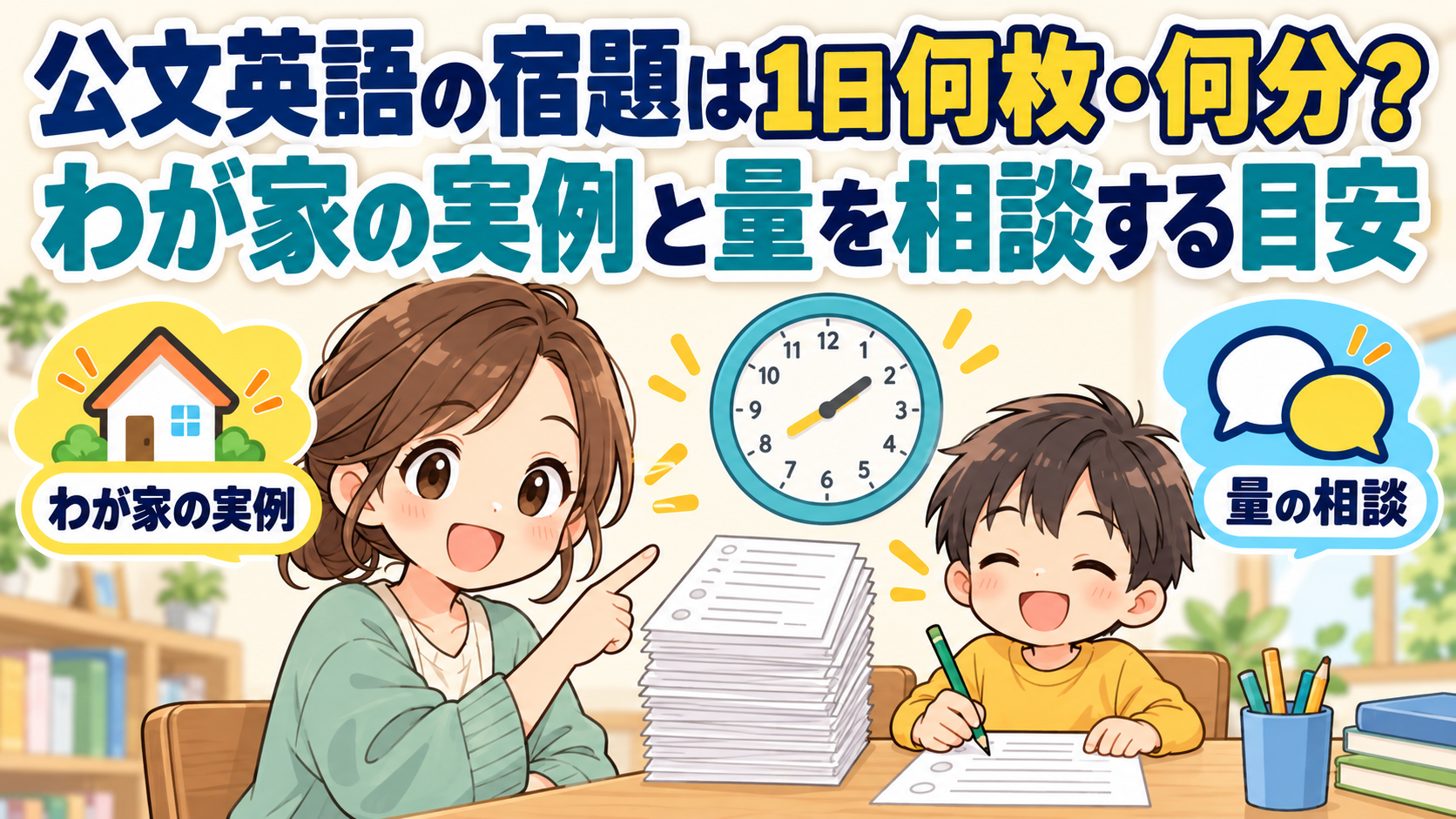 公文英語の宿題は1日何枚・何分？わが家の実例と量を相談する目安